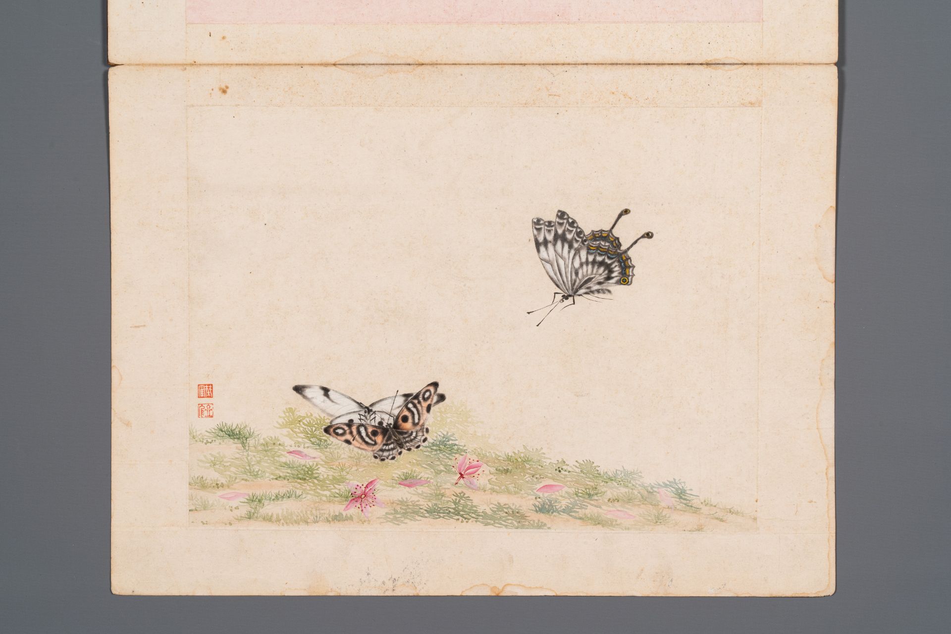 Chinese school: Two parts of an album with four drawings and a calligraphy, Lisheng ç¬ ç”Ÿ seal mark - Bild 5 aus 8