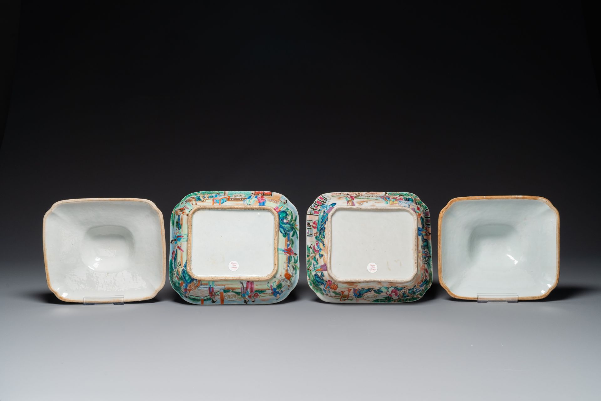 A pair of Chinese 'CSM' monogrammed Canton famille rose tureens and covers, 19th C. - Bild 6 aus 6
