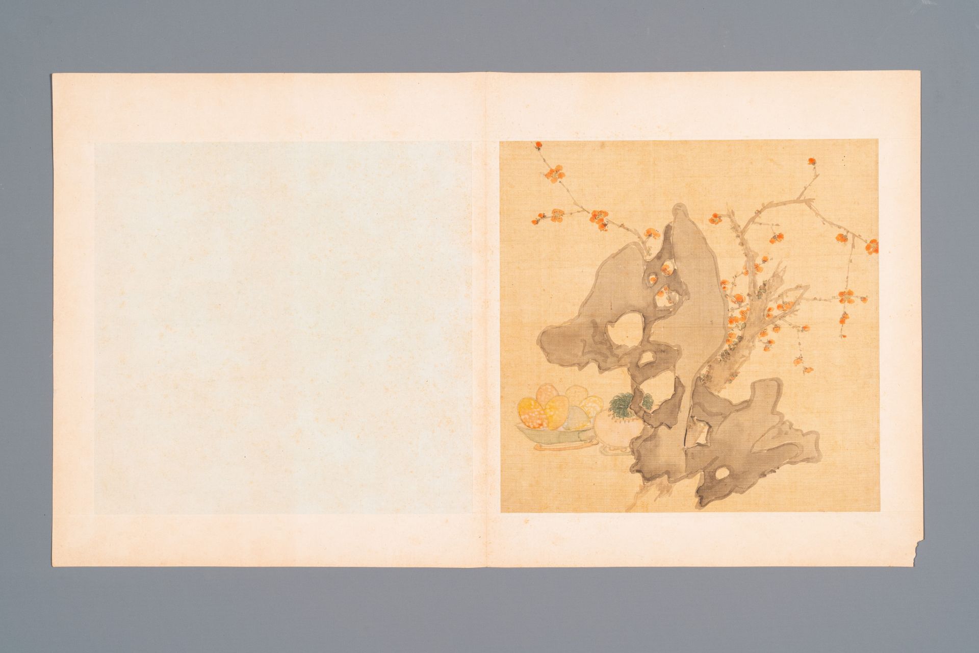 Chinese school: Five various works with landscapes and flowers, ink and colours on silk, signed Zizh - Image 7 of 12