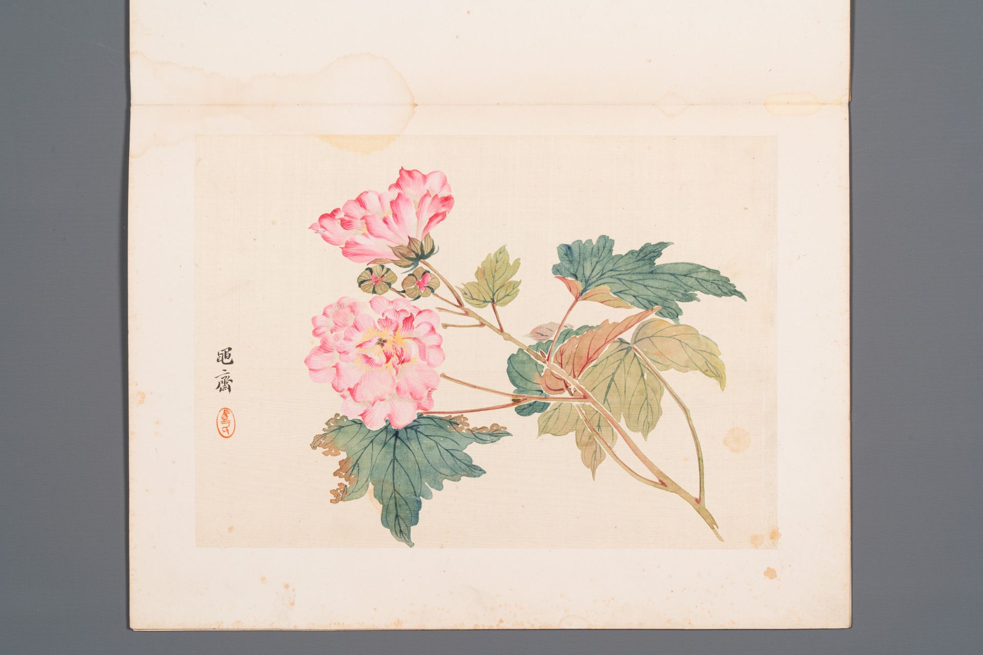 Chinese school: Seven works with birds and flowers, ink and colour on silk, signed Jinghan æ™¯æ¶µ, 1 - Bild 11 aus 12