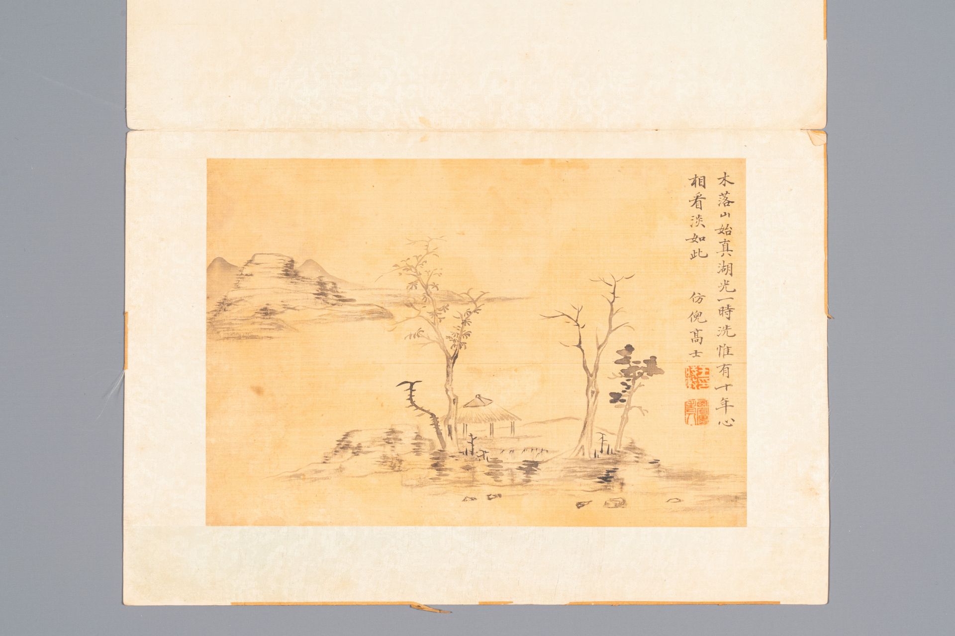 Chinese school: Five various works with landscapes and flowers, ink and colours on silk, signed Zizh - Bild 3 aus 12