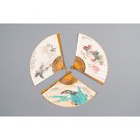 Three folding fans, follower of Zhang Daqian å¼µå¤§åƒ (1899-1983) and Wu Hufang å´æ¹–å¸† (1894-196