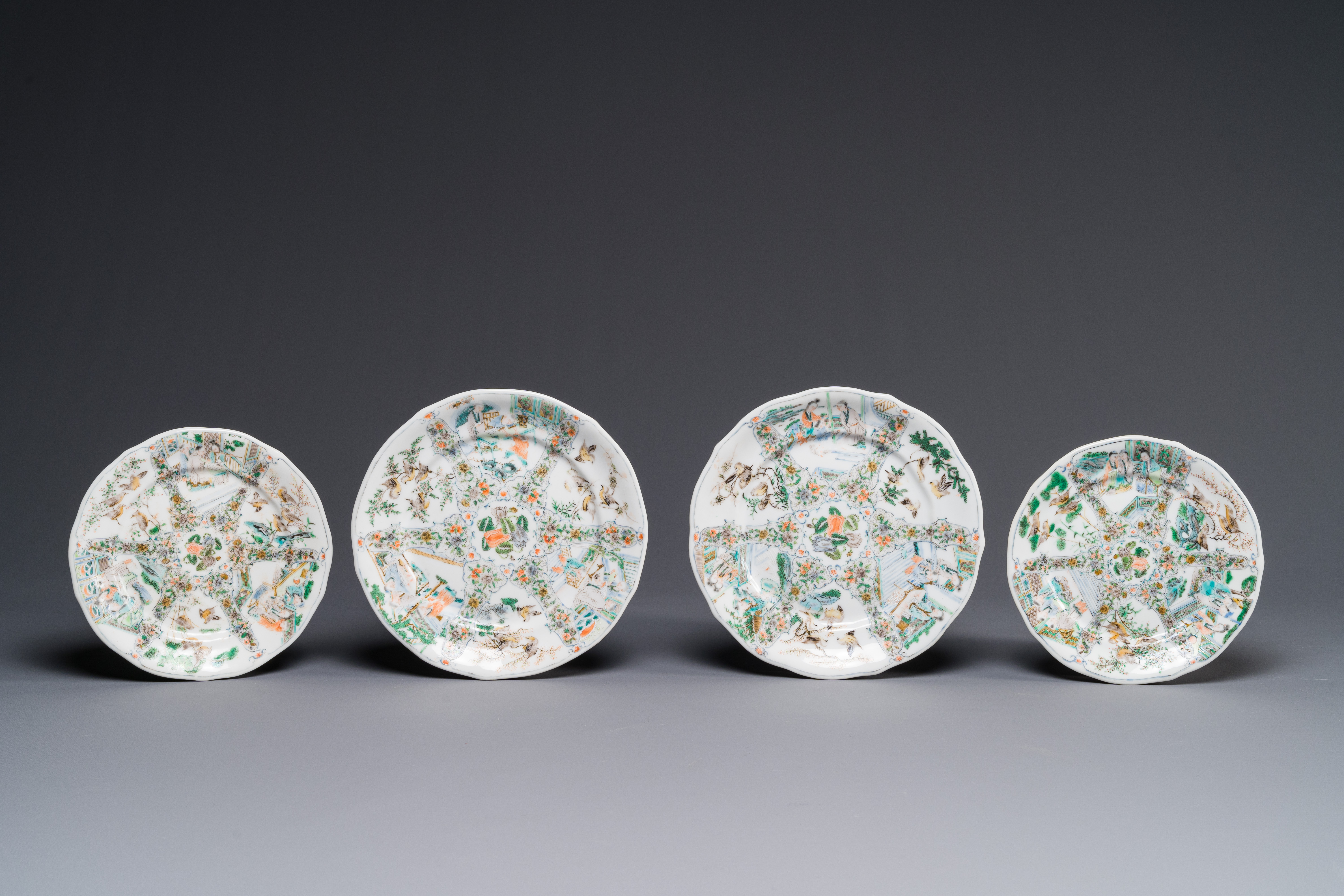 A rare 30-piece KPM porcelain service with Cantonese famille verte painting, China and Germany, 19th - Image 6 of 13