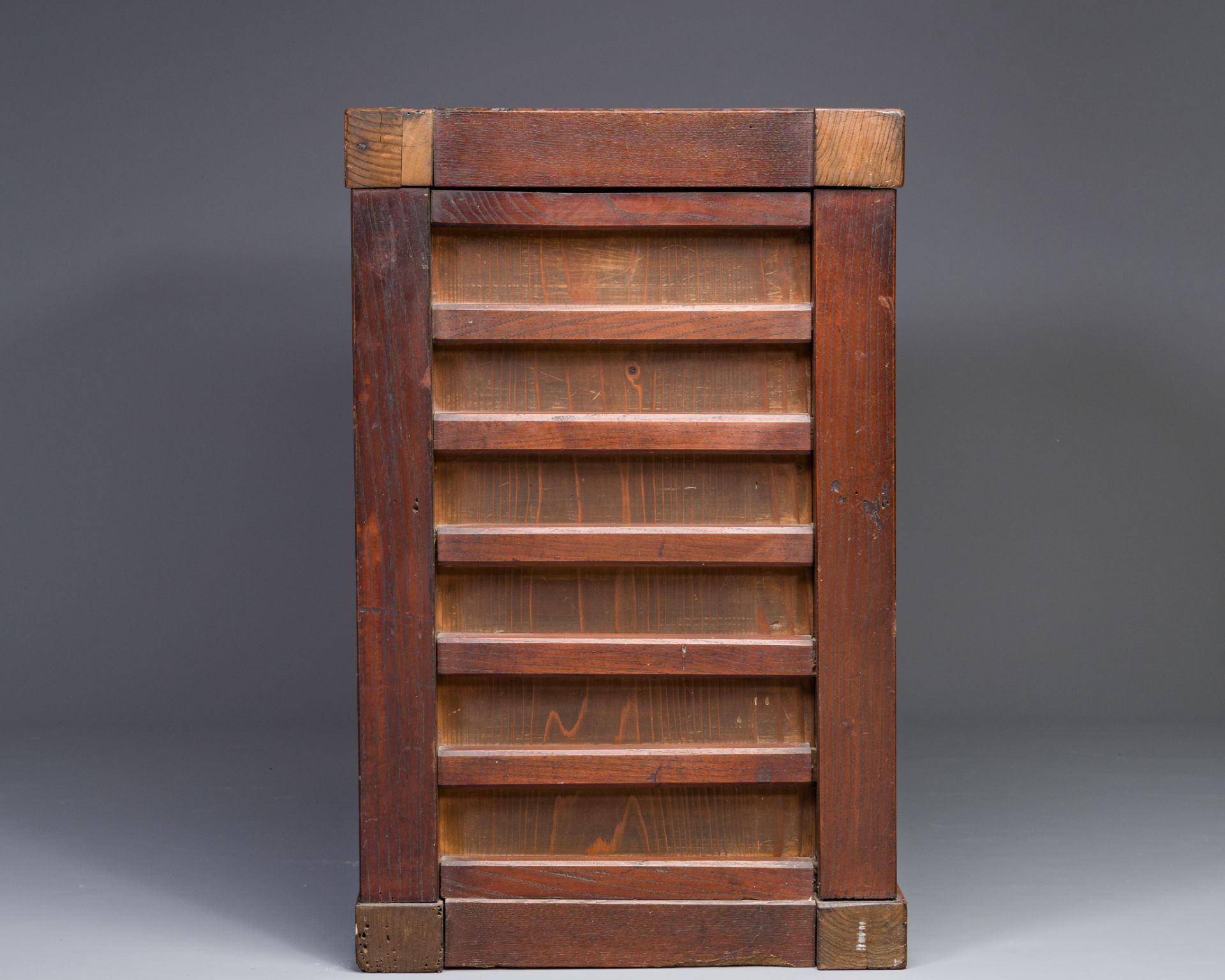 A Japanese wooden tansu chest, 19/20th C. - Image 4 of 6