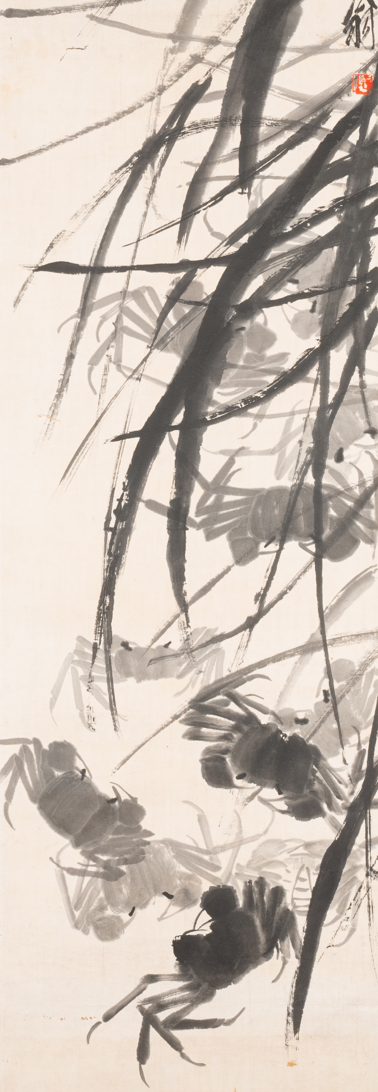 Qi Baishi é½Šç™½çŸ³ (1864-1957): 'Crabs and floating grasses', ink on paper - Image 2 of 5