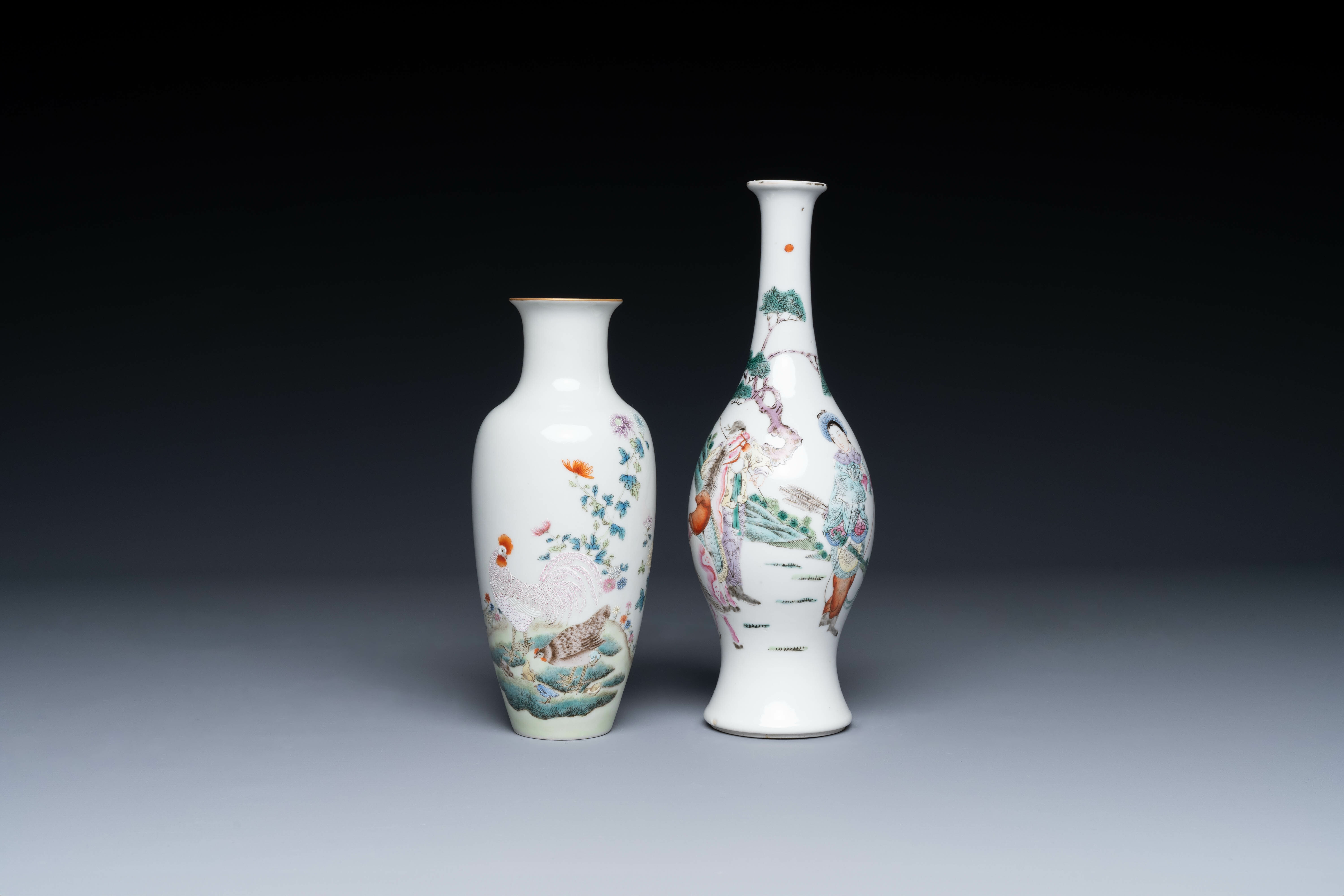 Two Chinese famille rose vase, Ju Ren Tang å±…ä»å ‚ mark, 19/20th C.