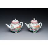 A pair of Chinese famille rose 'boy and buffalo' teapots, Yongzheng