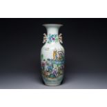 A Chinese famille rose vase, signed Pan Bintang æ½˜è‚‡å”, dated 1918