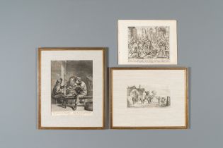 Maarten de Vos, Gerard de Jode, and after Teniers & Brouwer: Eight engravings, 16th C. and later