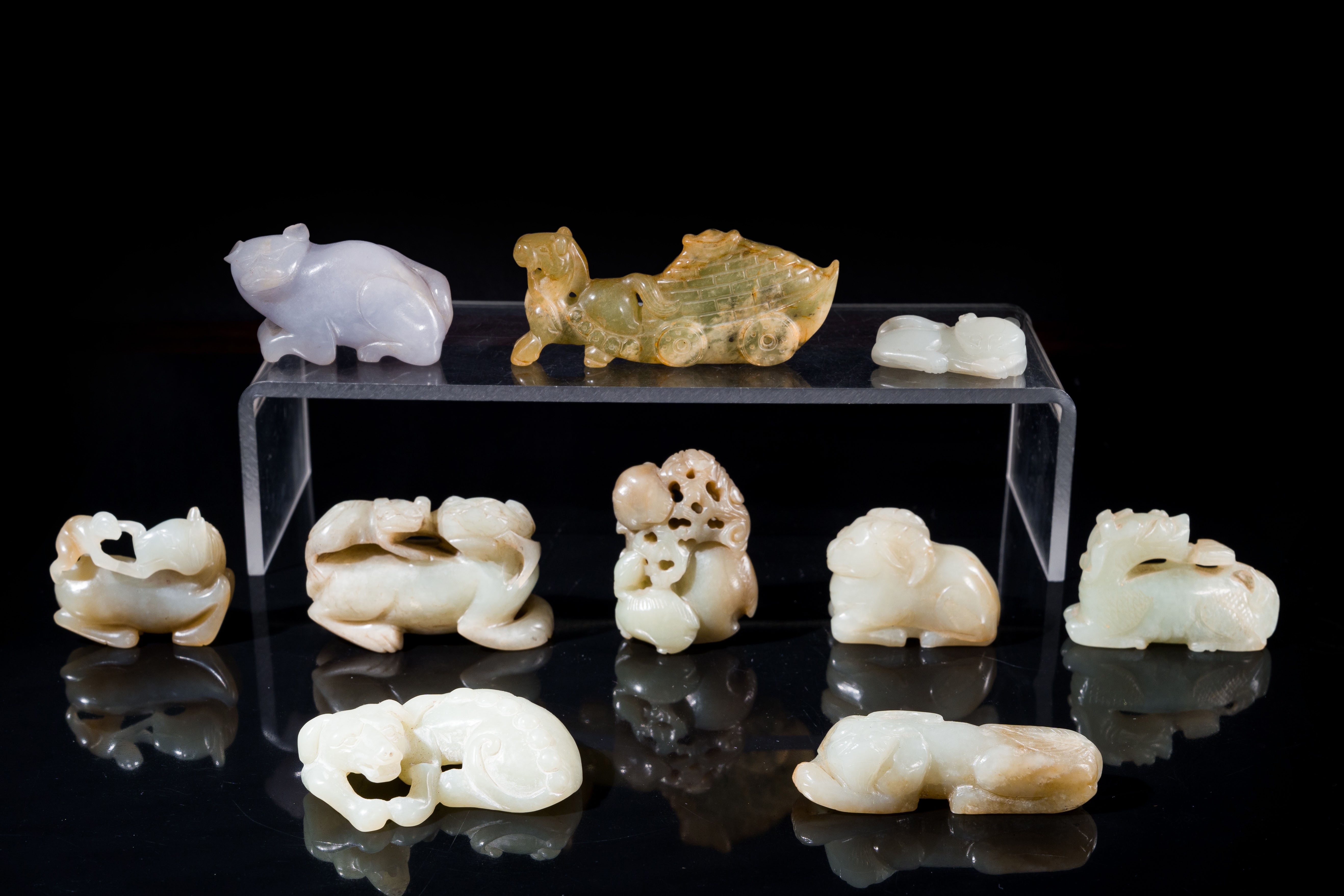 Ten Chinese jade sculptures of animals, Qing