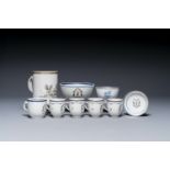 A varied collection of nine pieces Chinese export porcelain, Qianlong/Jiaqing