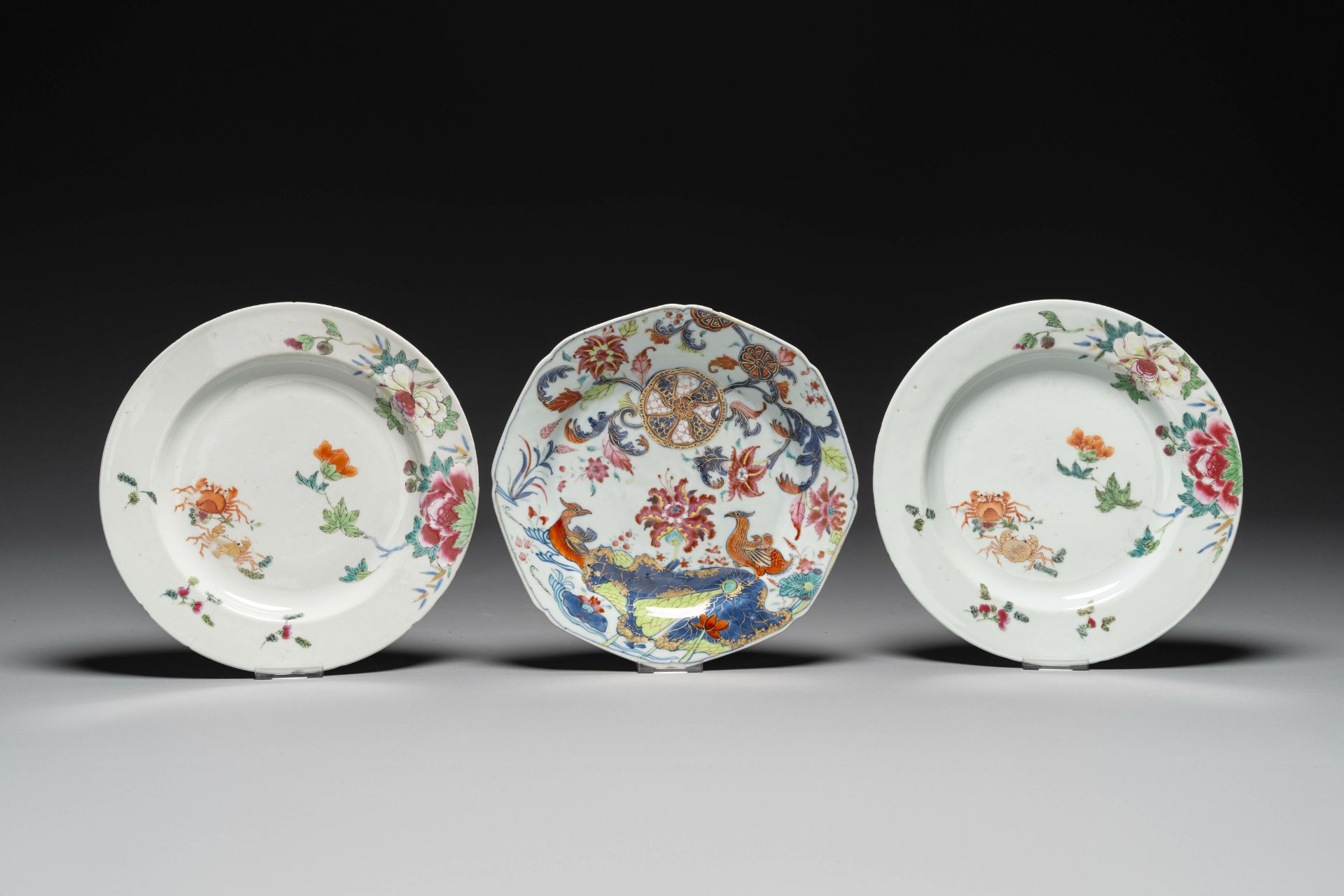 Six Chinese famille rose plates with floral design, Qianlong - Bild 4 aus 5