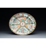 An oval Chinese monogrammed Canton famille rose dish, 19th C.