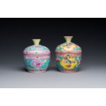 Two Chinese famille rose 'chupu' bowls and covers for the Straits or Peranakan market, Tongzhi mark