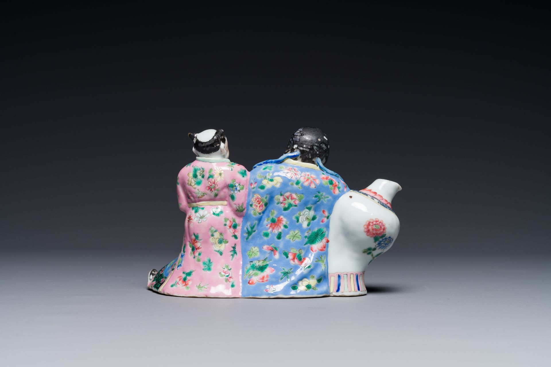 A rare Chinese famille rose water dropper in the shape of Libai, Qianlong/Jiaqing - Image 2 of 3