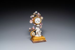 A French ormolu-mounted porcelain mantel clock, 18/19th C.