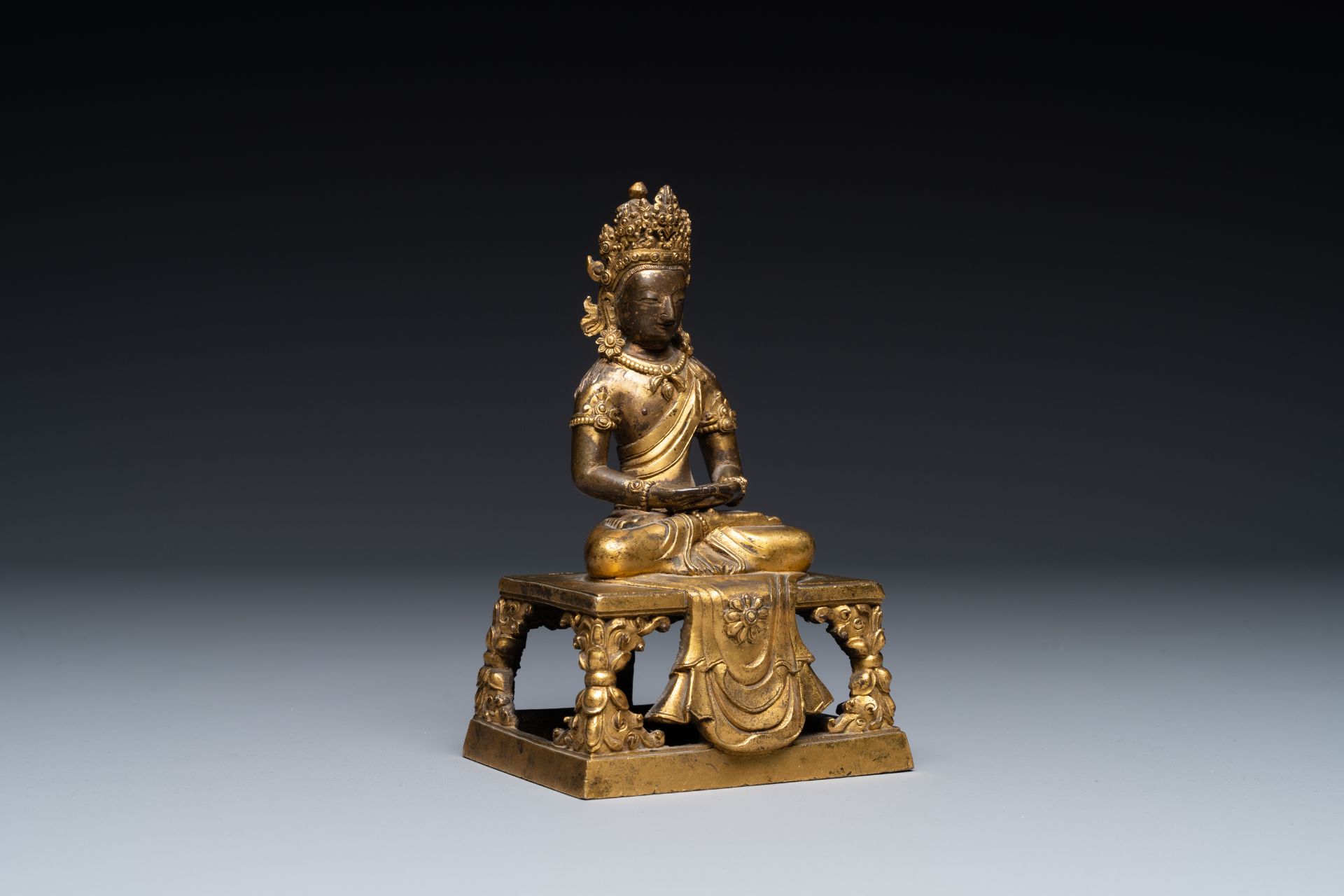 A Sino-Tibetan bronze figure Buddha Amitayus, Qianlong