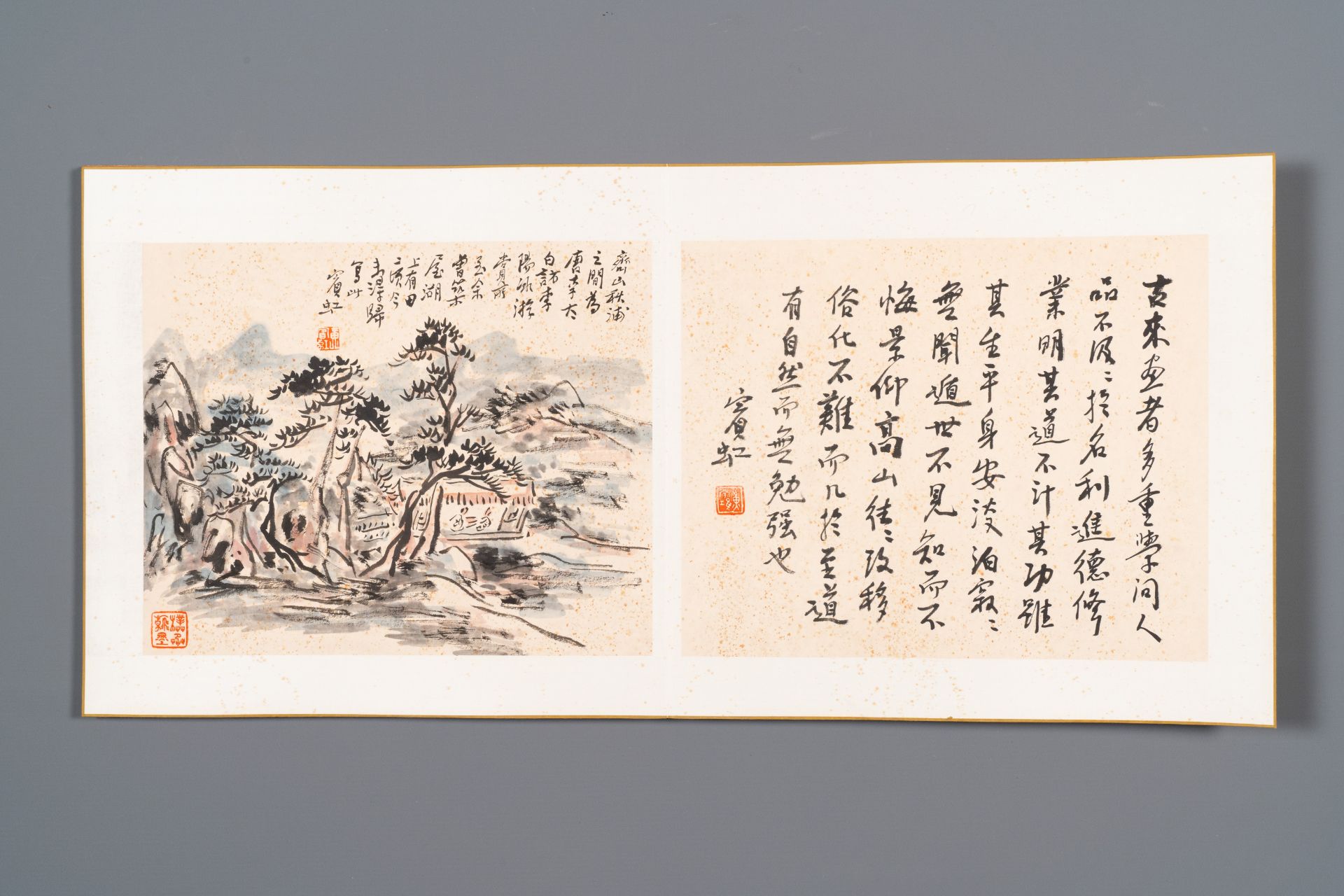 Huang Binhong é»„å®¾è™¹ (1865-1955): Album of nine landscape works accompanied by calligraphy, ink a - Image 8 of 12