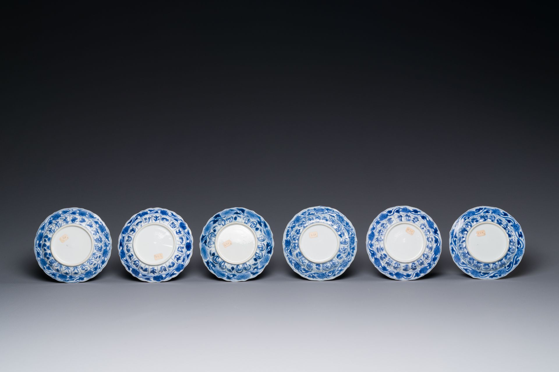 Six Chinese blue and white 'acupuncture' saucers, Kangxi - Image 5 of 5