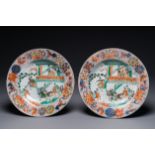 A pair of Chinese verte-Imari 'The Yang family female generals æ¥Šé–€å¥³å°‡' dishes, Kangxi