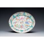 An oval Chinese Canton famille rose 'Wu Shuang Pu' dish, 19th C.