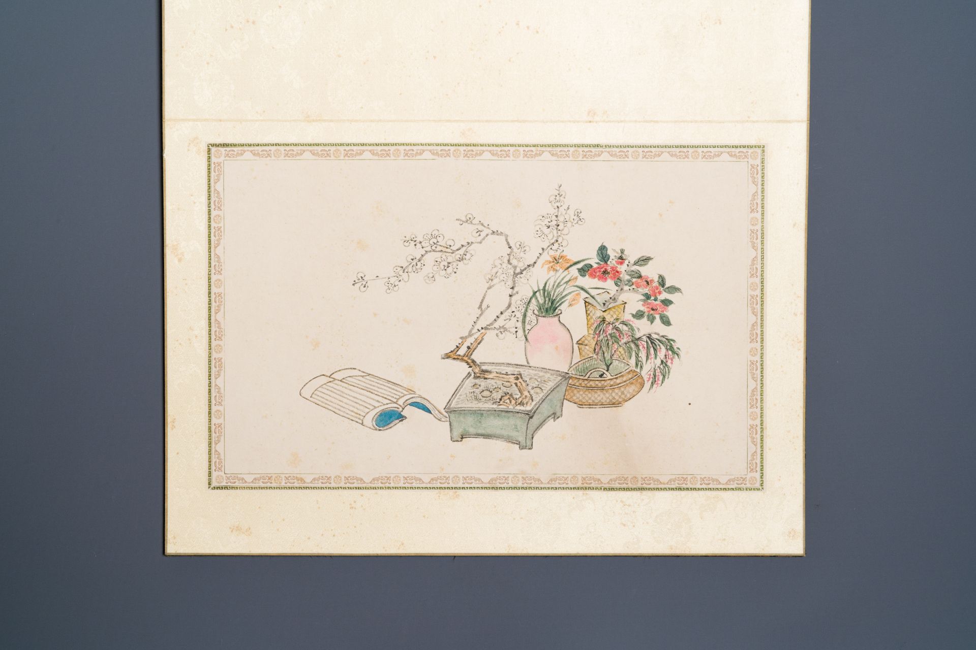 Pu Yi æº¥å„€ (1906-1967): 'Calligraphy' and Wan Rong å©‰å®¹ (1904-1946): 'Still life', ink and color - Image 8 of 13