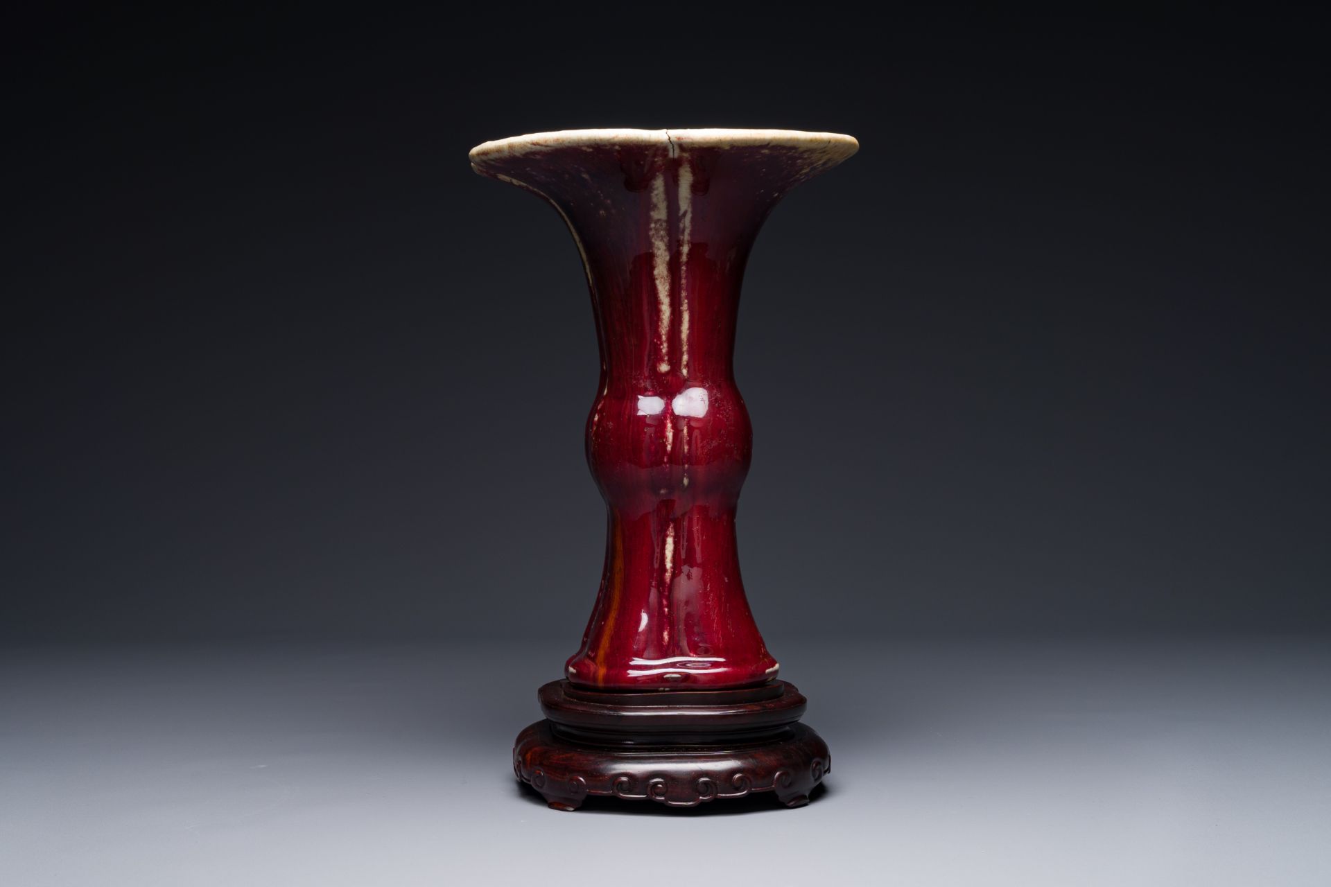 A Chinese quadrifoil flambe-glazed 'zun' vase, Qianlong mark and of the period - Image 3 of 9