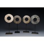 Four marble, serpentine and shell bracelets from the Thai neolithic period, Khorat plateau, 1400-500
