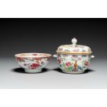 A Chinese famille rose bowl and a covered tureen, Yongzheng/Qianlong