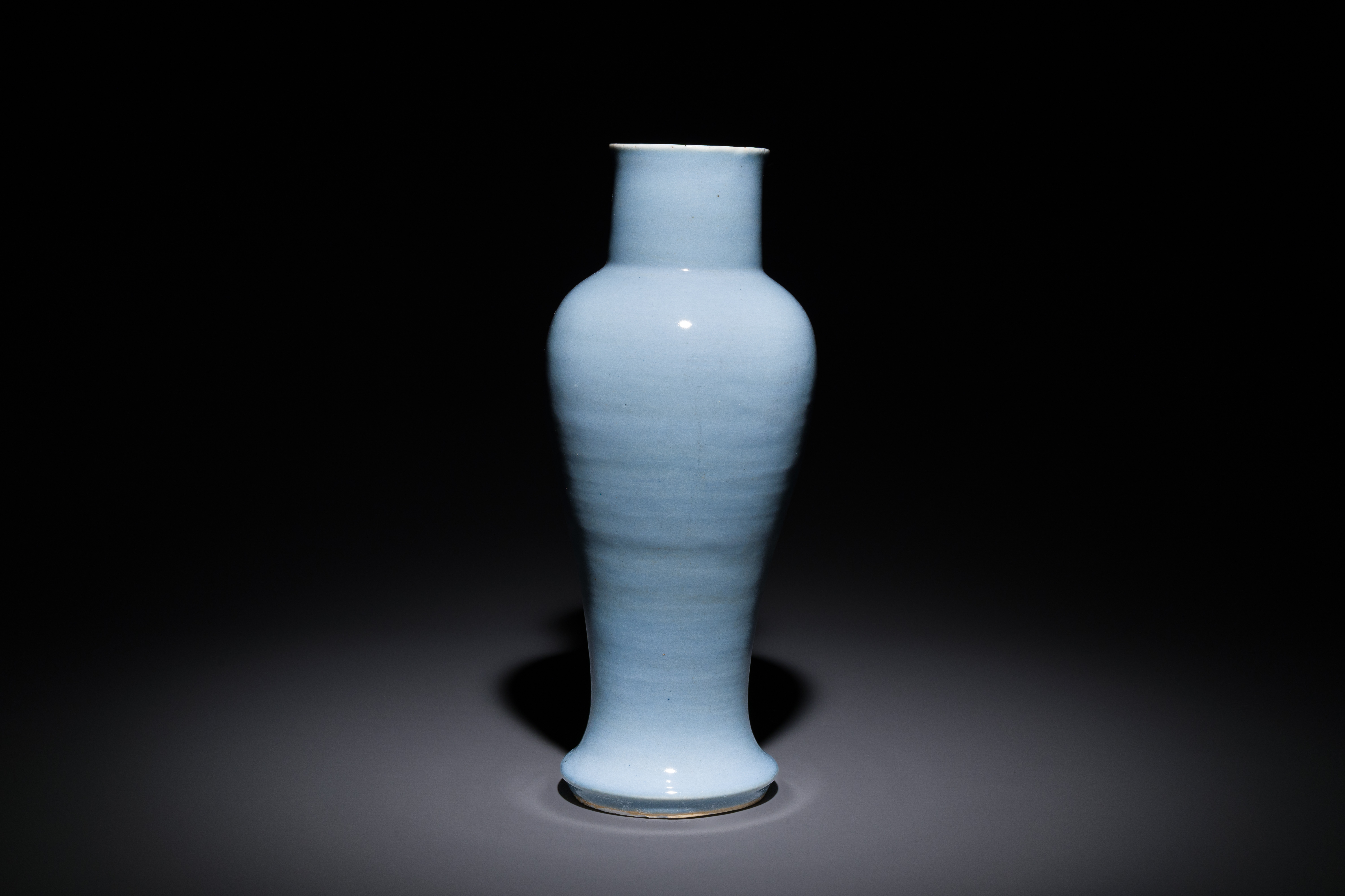 A Chinese monochrome clair-de-lune-glazed 'guanyin zun' vase, Kangxi - Image 2 of 6