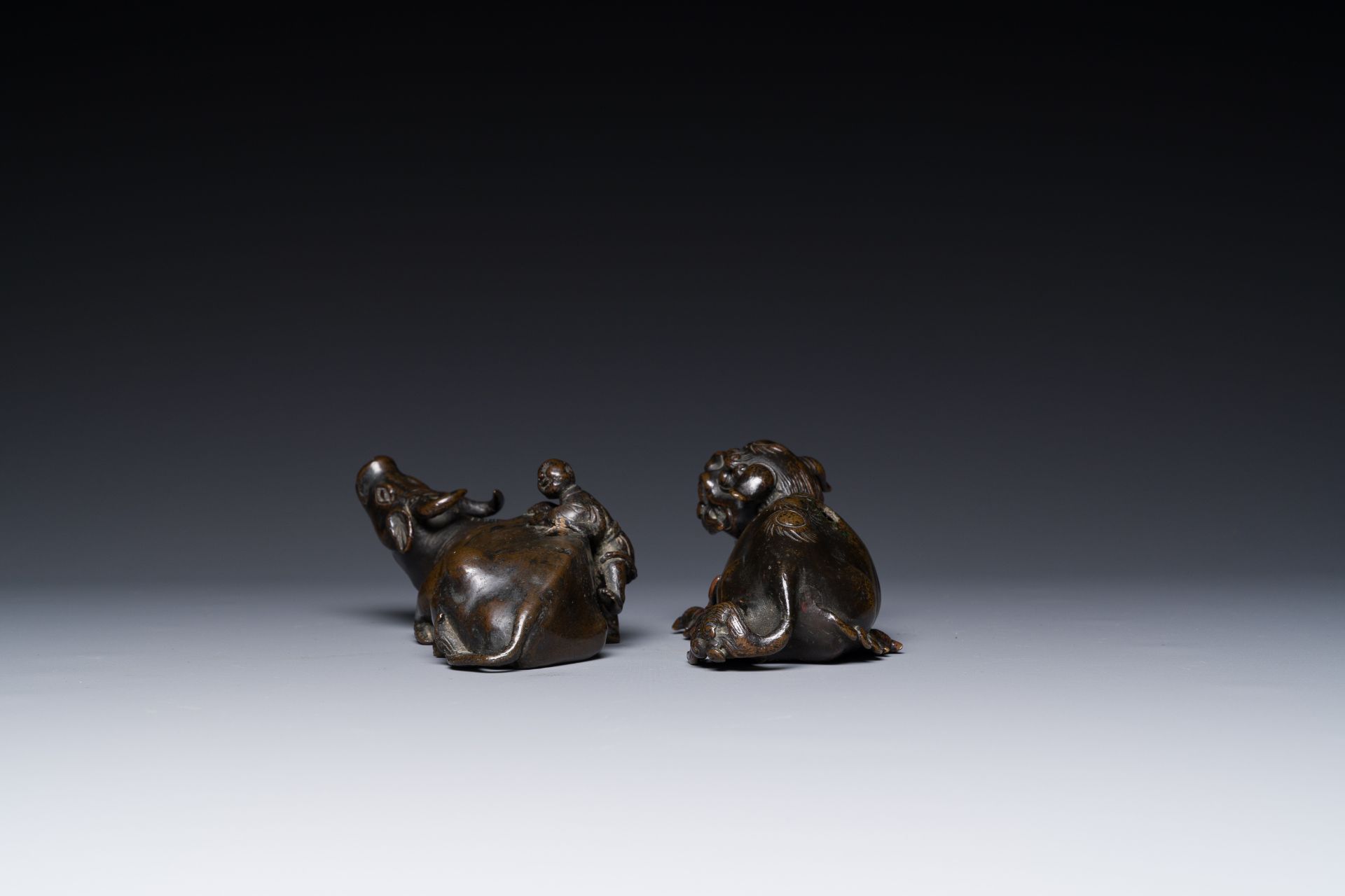 Two Chinese bronze water droppers, Ming/Qing - Image 3 of 7