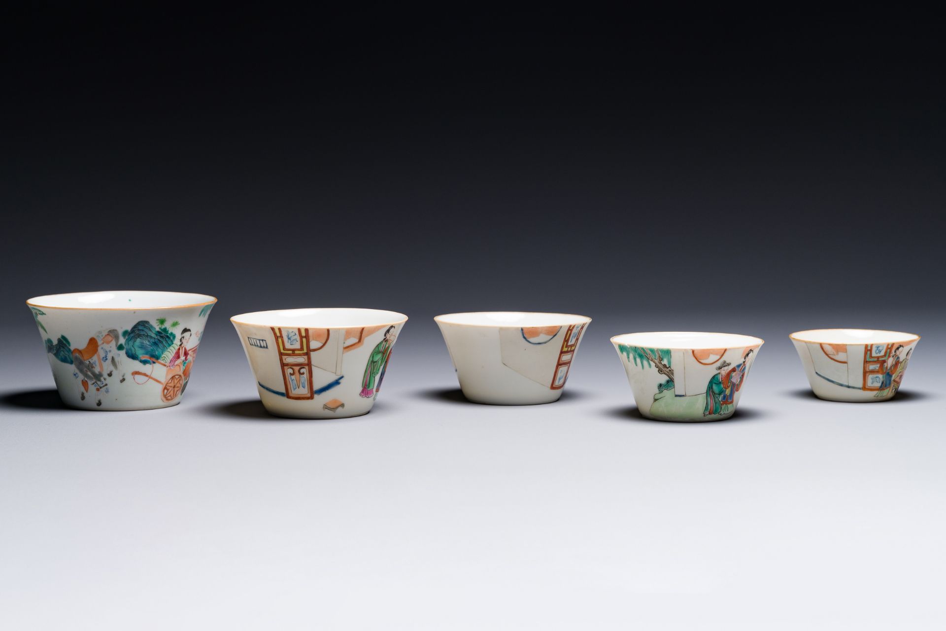 A rare set of ten Chinese famille rose 'erotic' nesting bowls, Daoguang mark and of the period - Image 13 of 17