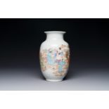 A Chinese famille rose 'Eight Immortals' vase, Qianlong mark, Republic