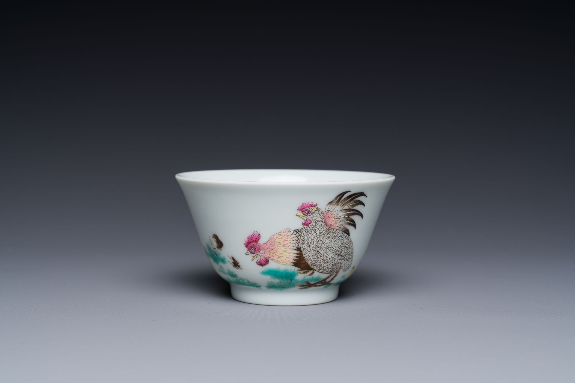 A Chinese famille rose 'chicken' cup, Yongzheng mark, 18/19th C.