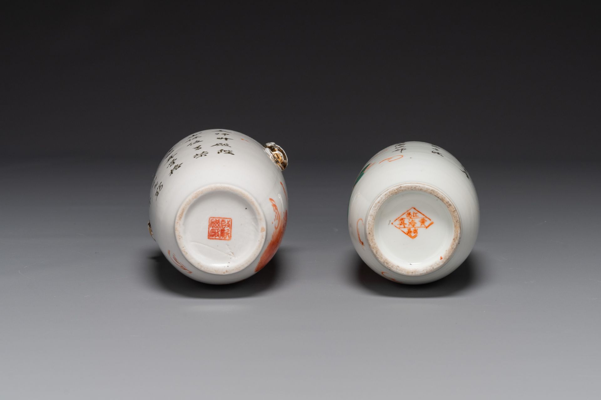 A varied collection of Chinese qianjiang cai and iron-red-decorated porcelain, signed Liu Shuntai åŠ - Image 6 of 6