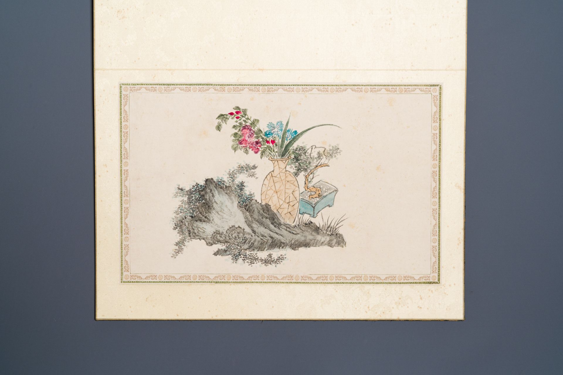 Pu Yi æº¥å„€ (1906-1967): 'Calligraphy' and Wan Rong å©‰å®¹ (1904-1946): 'Still life', ink and color - Image 10 of 13