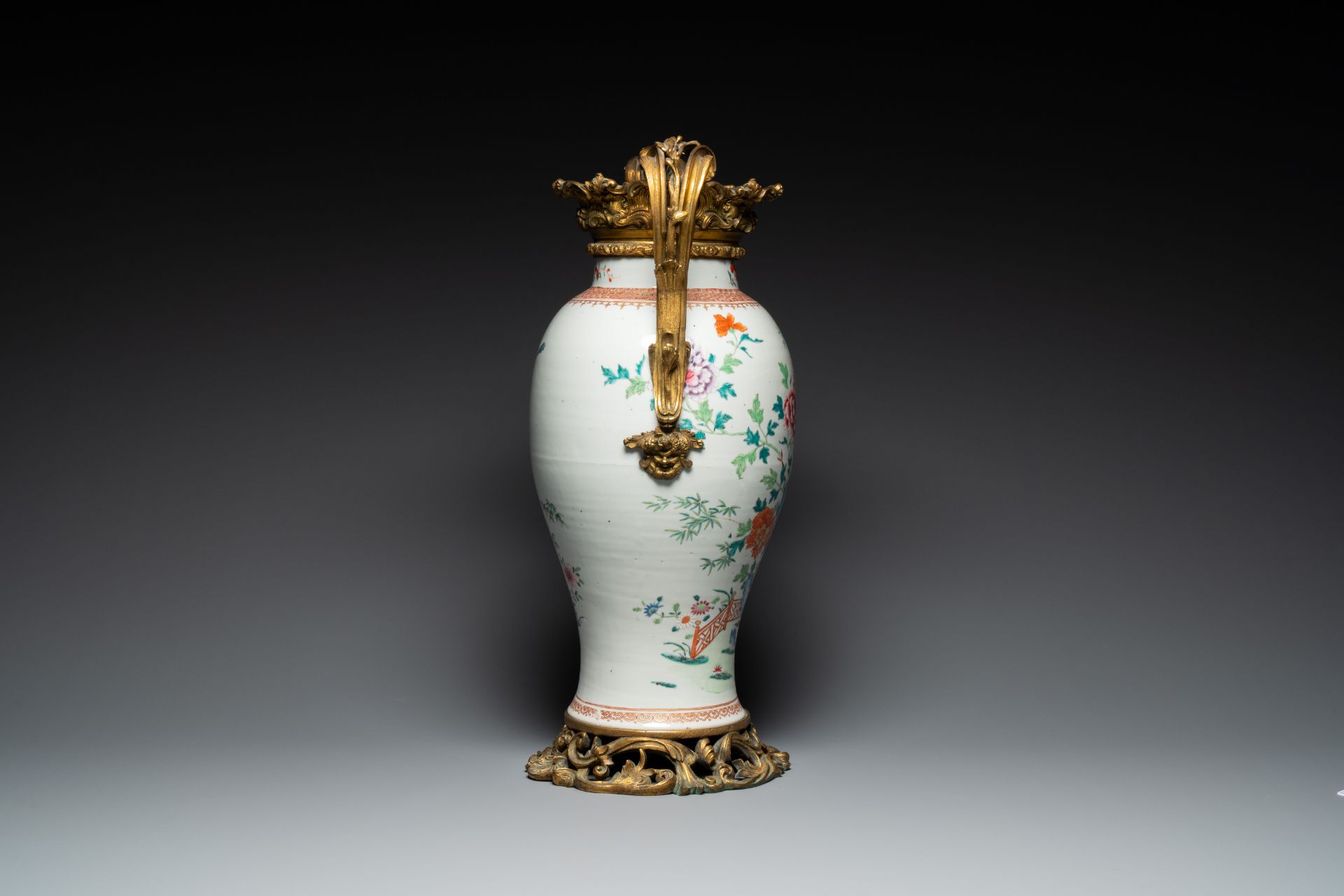 A Chinese famille rose vase with gilt bronze mounts, Qianlong - Image 2 of 6