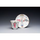 A Chinese famille rose 'Wu Shuang Pu' cup and saucer, 19th C.