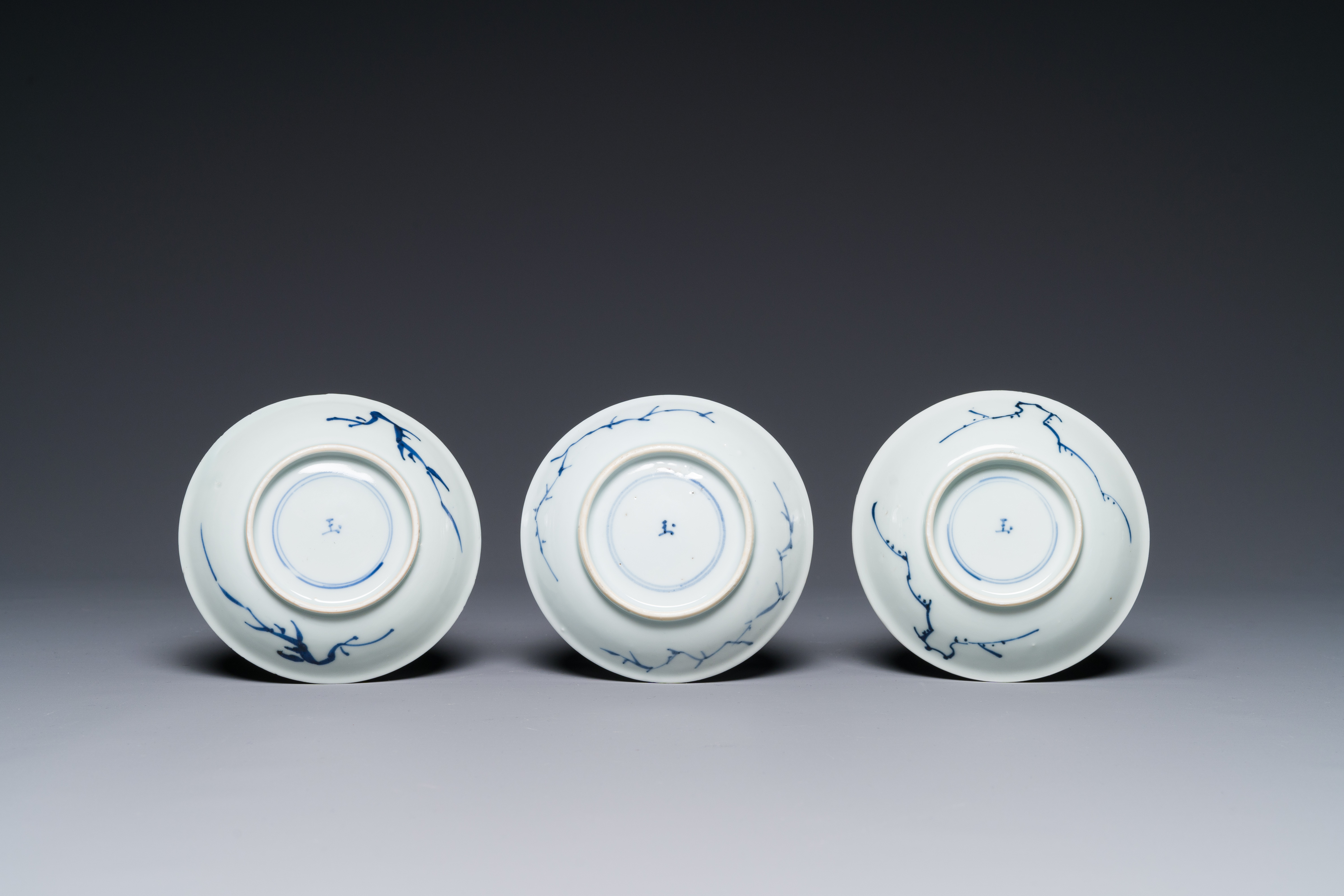 Seven Chinese blue and white cups and six saucers, Transitional period/early Kangxi - Image 3 of 6