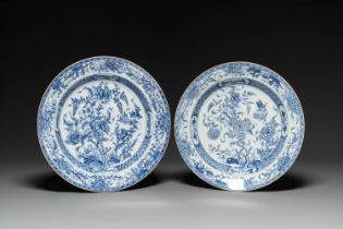 Two Chinese blue and white dishes with floral design, Yongzheng