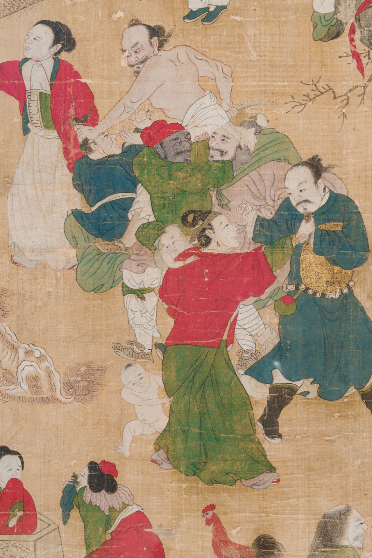Chinese school: 'Folk tale', ink and colour on silk, 19th C. - Image 4 of 5