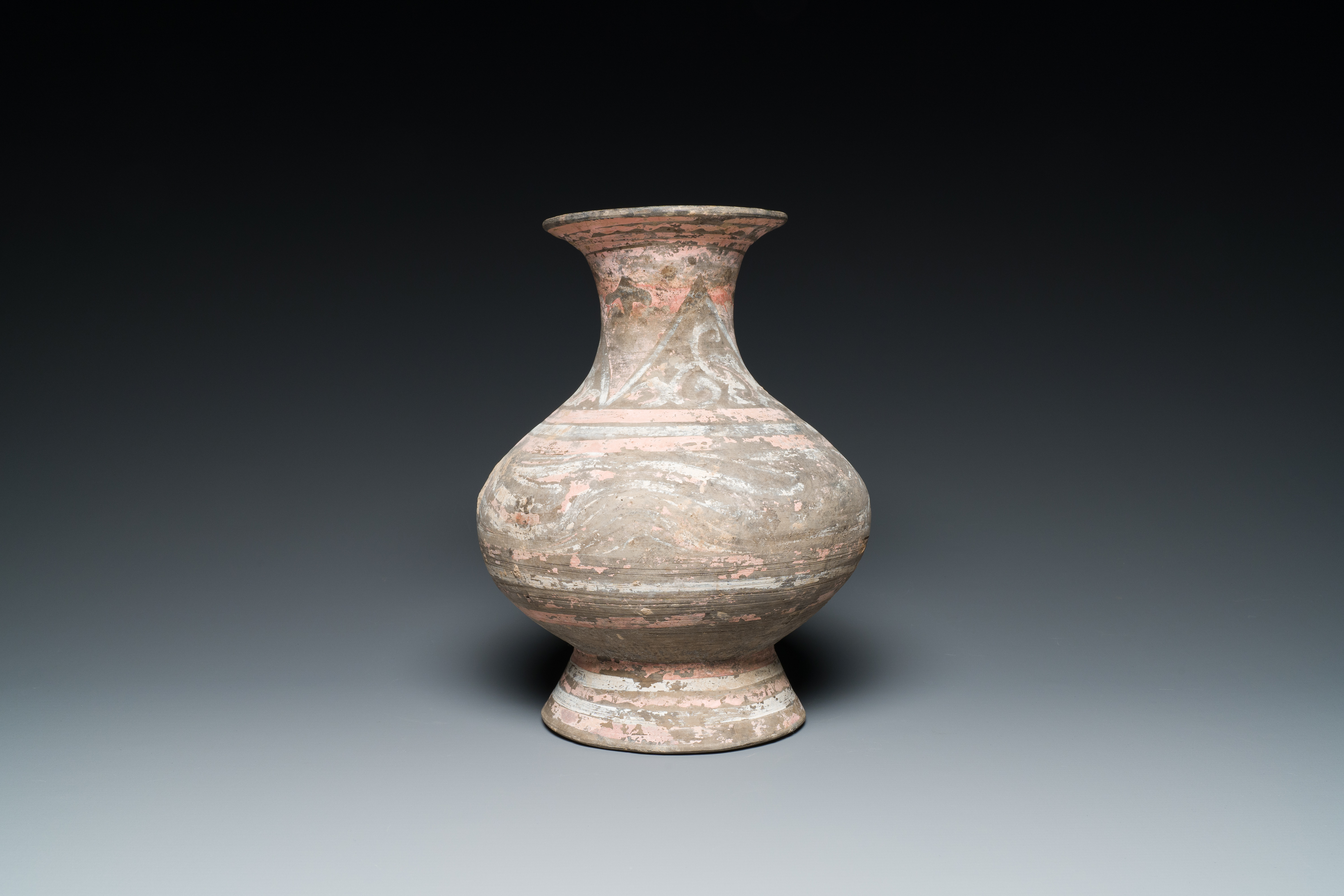 A Chinese polychrome painted pottery vase, Han - Image 10 of 18