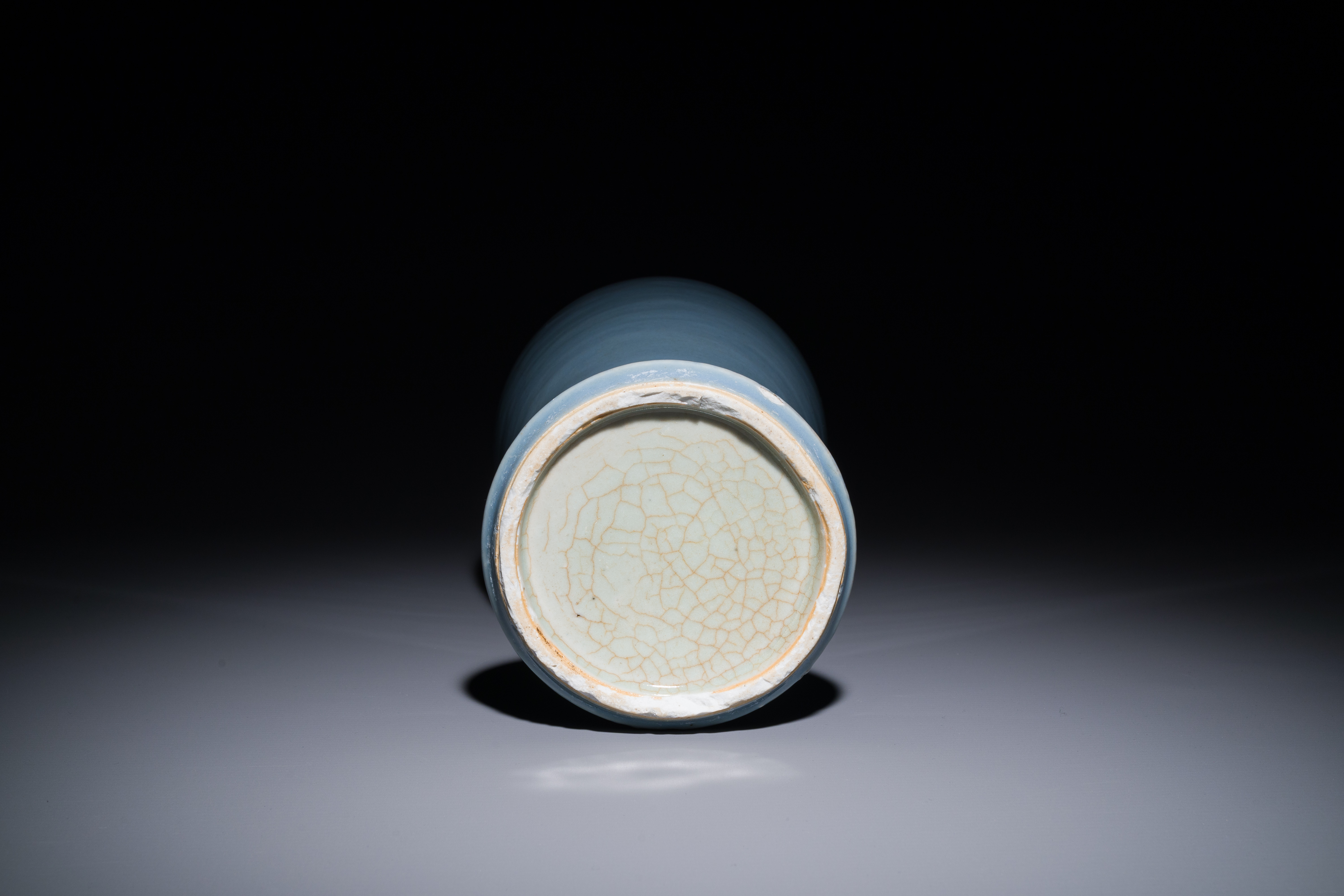 A Chinese monochrome clair-de-lune-glazed 'guanyin zun' vase, Kangxi - Image 6 of 6