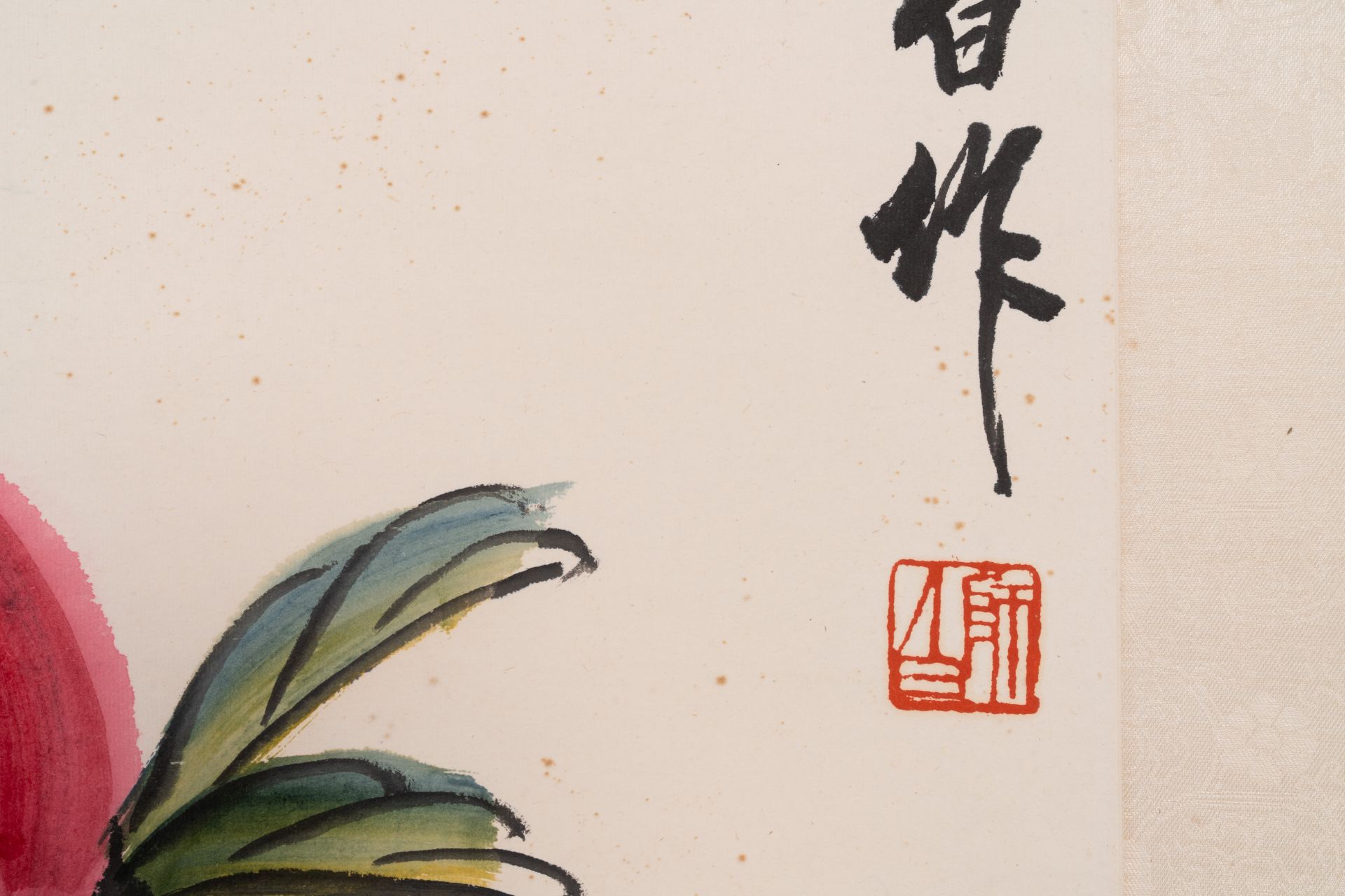 Lou Shibai å¨„å¸ˆç™½ (1918-2010): 'Peaches', ink and colour on paper - Bild 4 aus 9