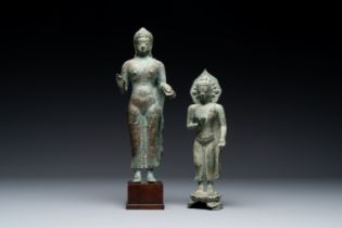 Two bronze figures of a standing Bodhisattva, Central Java, 11/13th C.