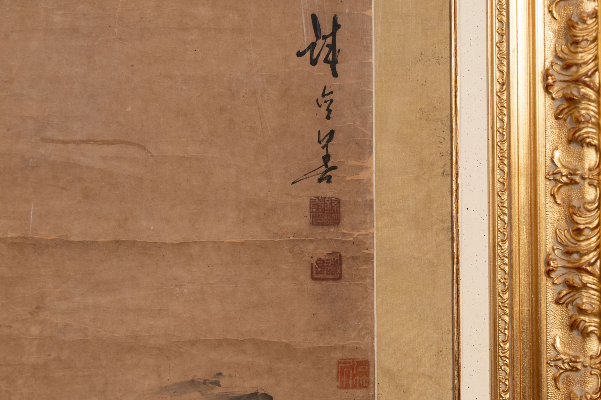 Hui Qishan è®³é½å–„: 'Pine tree with magpies', ink on paper, 19th C. - Image 3 of 5