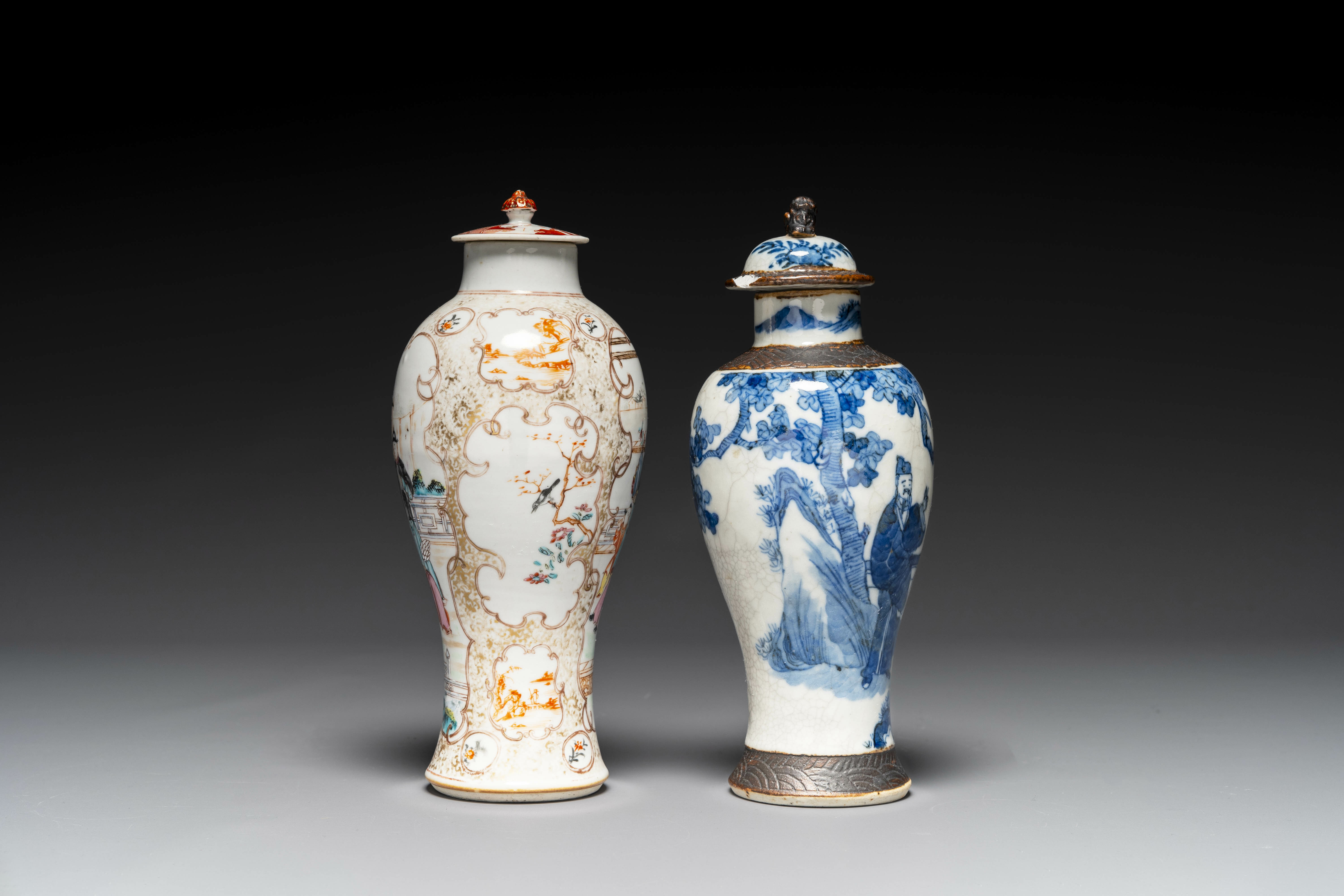 A varied collection of Chinese blue and white and famille rose porcelain, Qianlong and later - Image 5 of 19