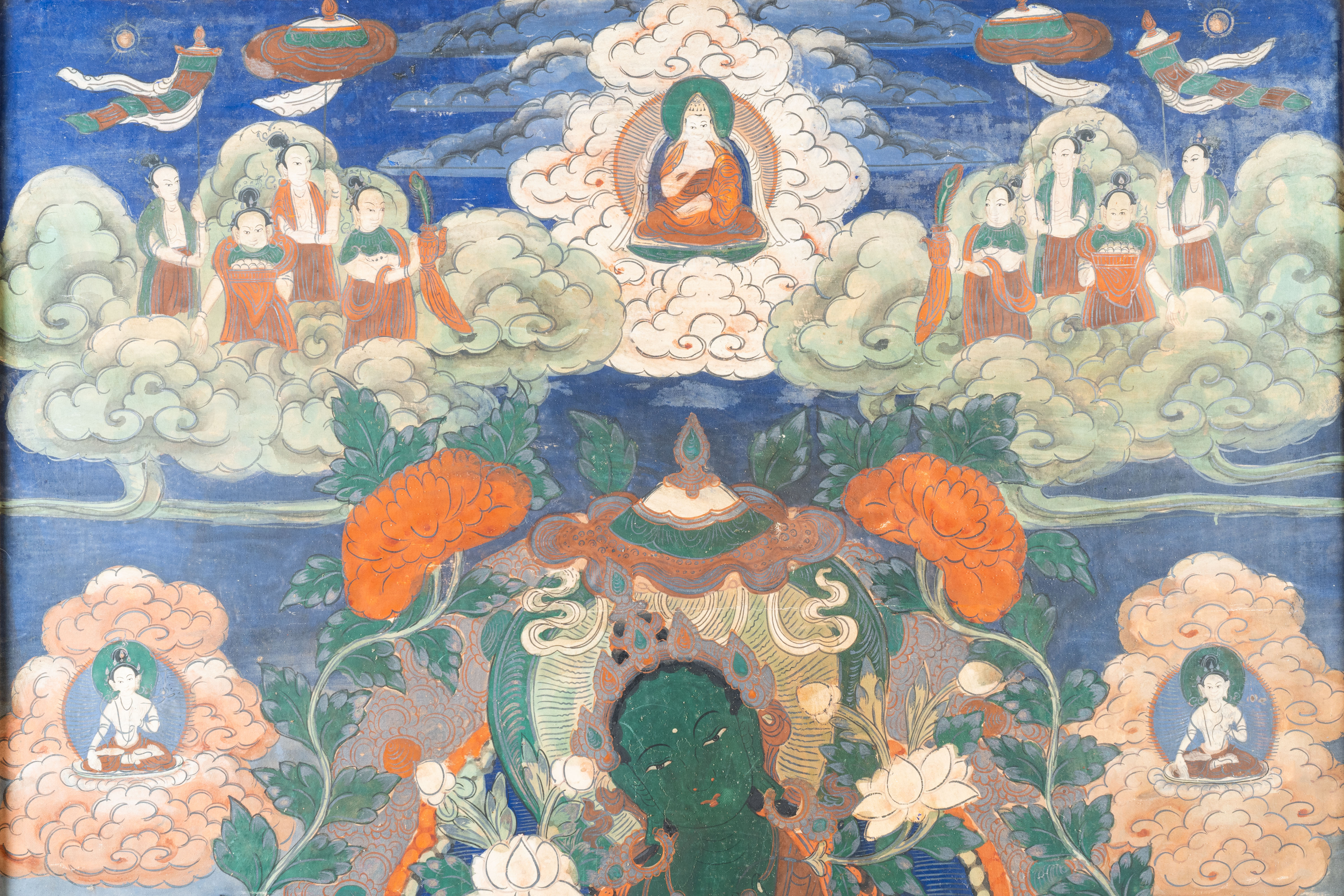 A thangka depicting Green Tara, Tibet, 18/19th C. - Image 3 of 5