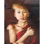 Julia Tann (1992): Portrait of Chenrezig, oil on canvas, dated 2022