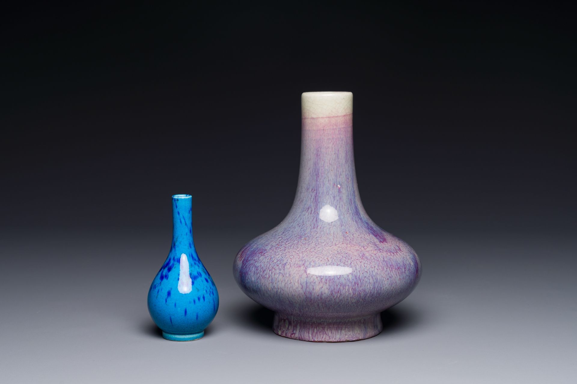 A Chinese flambe-glazed vase and a turquoise-ground vase with splash design, Daoguang mark, 19/20th - Image 2 of 3